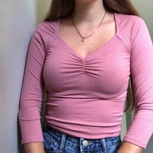 Quarter Length Sleeve Pink Shirt